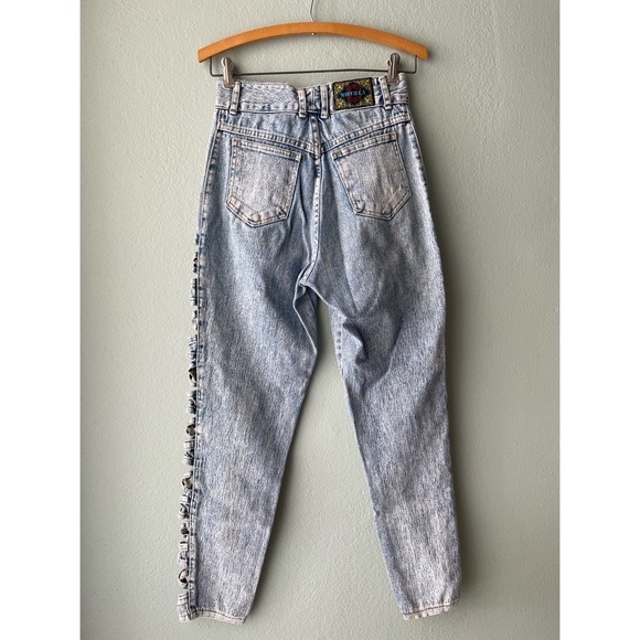 Watch LA | Vintage 80s 90s Curvy Acid-Washed Patchwork Cut-Out Skinny Jeans - Picture 7 of 17